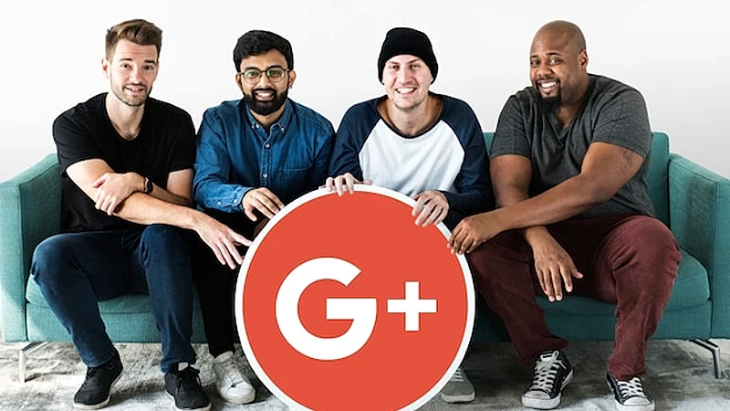 People holding a Google Plus icon