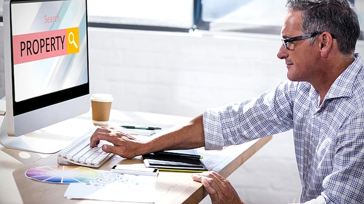 Composite image of logo of a search bar in which property is written